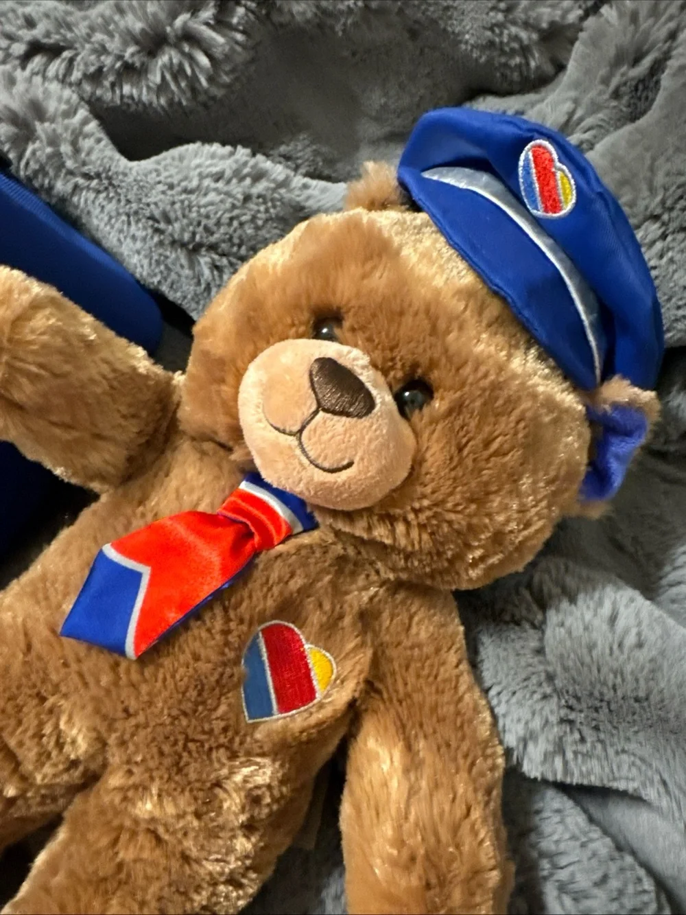 Southwest Airlines Captain Pilot Hat Tie Build A Bear Stuffed Toiletry Bag BB